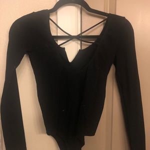 Black Ribbed Bodysuit